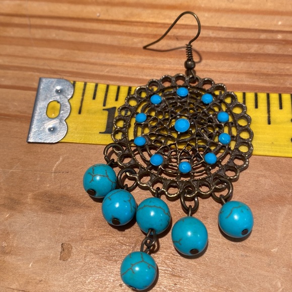 🎉 NEW‼️ DREAM CATCHER TURQUOISE BOHO EARRINGS ‼️ - Picture 5 of 10